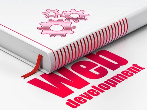 Web development concept: book Gears, Web Development on white background Stock Illustration