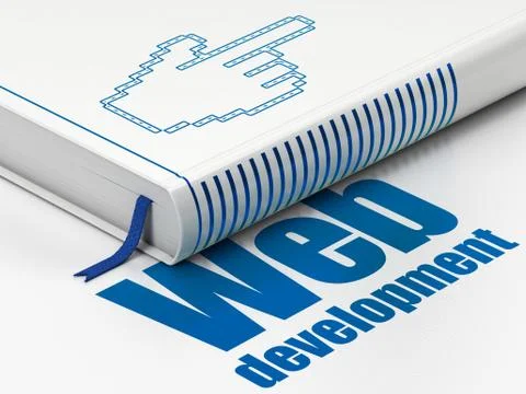 Web development concept: book Mouse Cursor, Web Development on white background Illustrazione stock