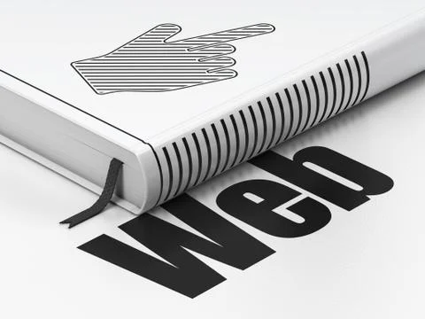 Web development concept: book with Mouse Cursor, Web Illustrazione stock