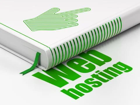Web development concept: book Mouse Cursor, Web Hosting on white background Illustrazione stock