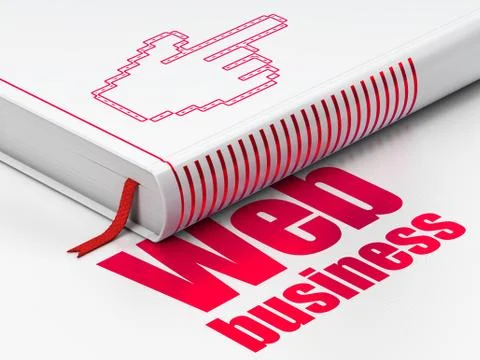 Web development concept: book Mouse Cursor, Web Business on white background Stock Illustration