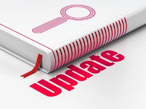 Web development concept: book Search, Update on white background Illustrazione stock