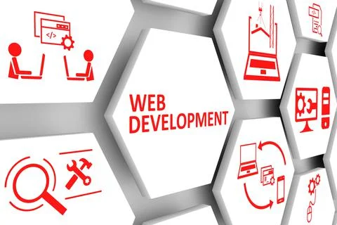 WEB DEVELOPMENT concept cell background 3d illustration Stock Photos