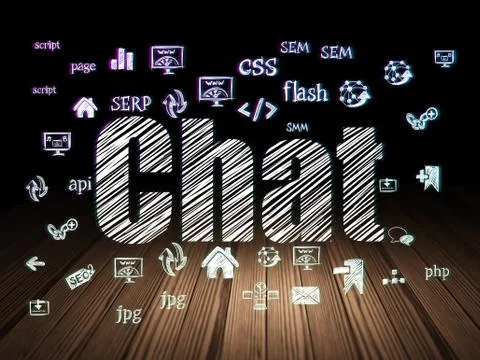 Web development concept: Chat in grunge dark room Stockillustratie