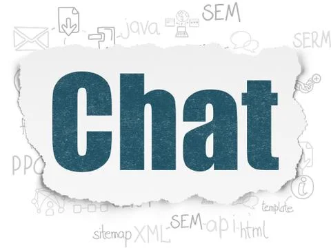 Web development concept: Chat on Torn Paper background 库存插图