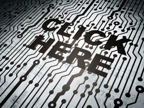 Web development concept: circuit board with Click Here イラスト素材