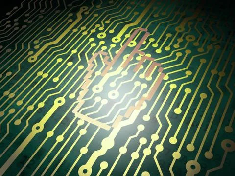 Web development concept: circuit board with Mouse Cursor Stock Illustration