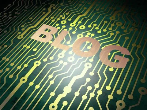 Web development concept: circuit board with Blog 库存插图