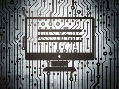 Web development concept: circuit board with Monitor イラスト素材