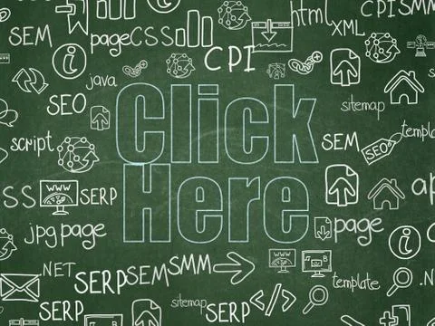 Web development concept: Click Here on School Board background Stock Illustration