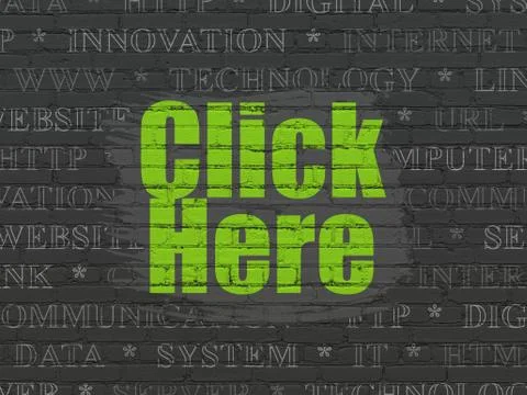 Web development concept: Click Here on wall background イラスト素材
