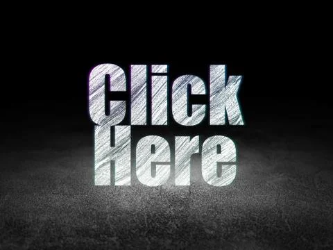 Web development concept: Click Here in grunge dark room イラスト素材