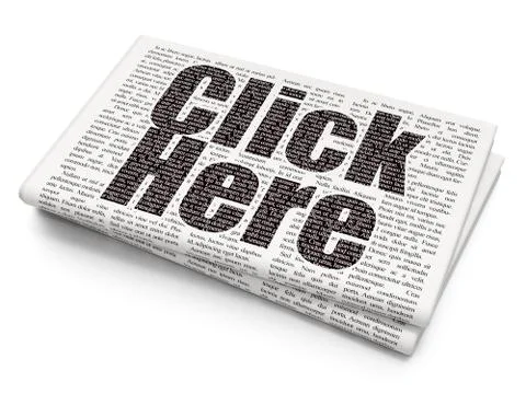 Web development concept: Click Here on Newspaper background イラスト素材
