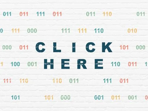 Web development concept: Click Here on wall background 스톡 일러스트