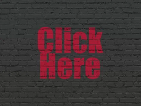 Web development concept: Click Here on wall background イラスト素材
