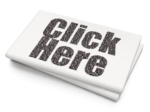 Web development concept: Click Here on Blank Newspaper background Illustrazione stock