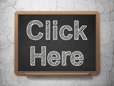 Web development concept: Click Here on chalkboard background Stock Illustration