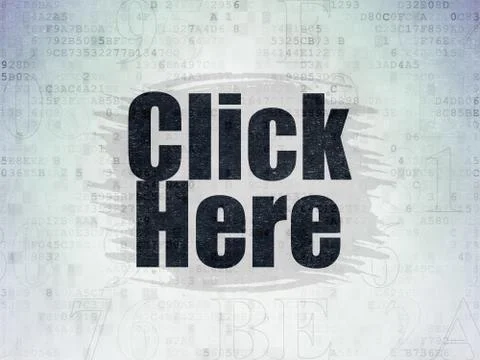 Web development concept: Click Here on Digital Data Paper background Stock Illustration