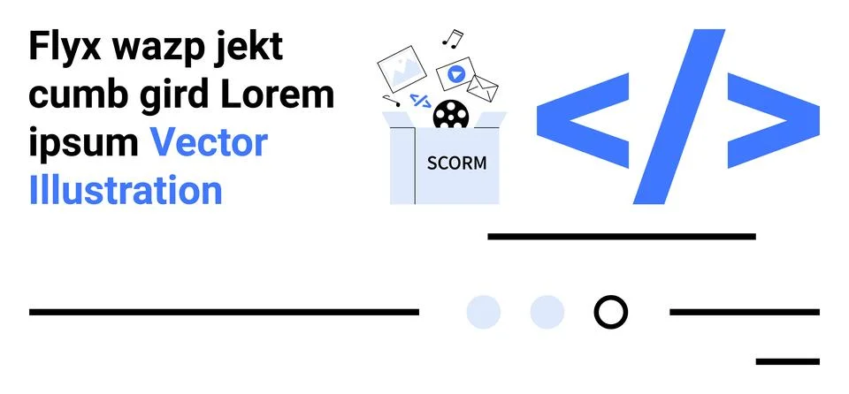Web Development Concept with Code Symbol and SCORM Content Box Stock Illustration