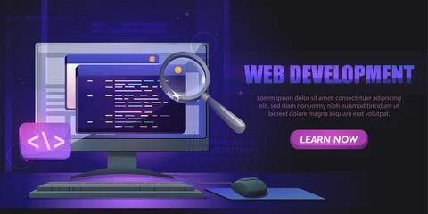Web development concept on desktop screen. Vector illustration Stock Illustration