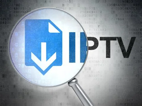 Web development concept: Download and IPTV with optical glass 스톡 일러스트