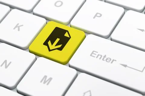 Web development concept: Download on computer keyboard background 스톡 일러스트