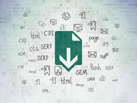 Web development concept: Download on Digital Data Paper background Stock Illustration