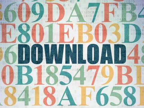 Web development concept: Download on Digital Data Paper background 库存插图