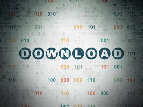 Web development concept: Download on Digital Data Paper background 库存插图