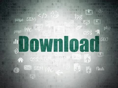 Web development concept: Download on Digital Data Paper background Stock Photos