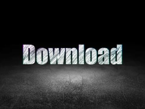 Web development concept: Download in grunge dark room 库存插图