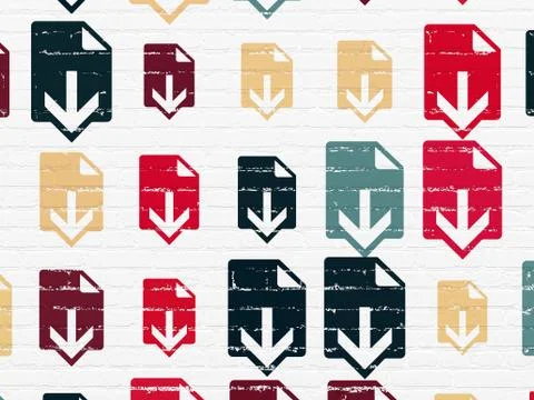 Web development concept: Download icons on wall background Illustrazione stock