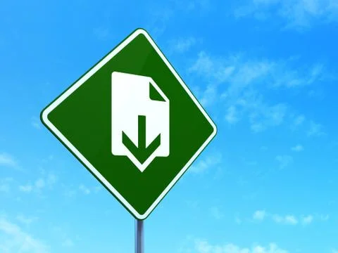 Web development concept: Download on road sign background 스톡 일러스트