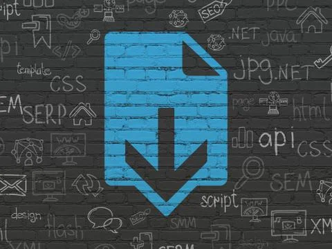Web development concept: Download on wall background Illustrazione stock