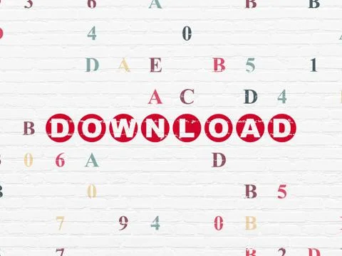 Web development concept: Download on wall background Stock Illustration
