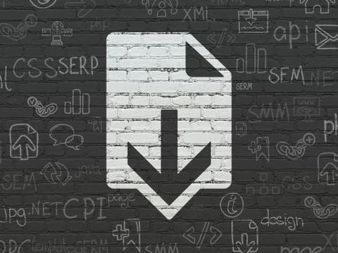 Web development concept: Download on wall background 스톡 일러스트