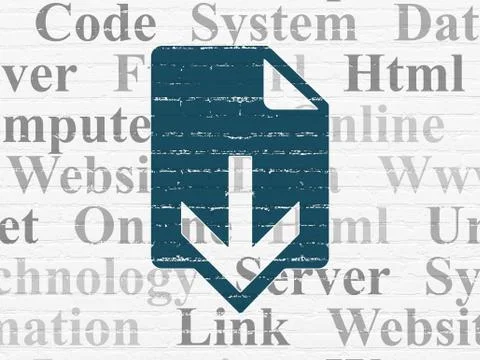 Web development concept: Download on wall background Stock Illustration