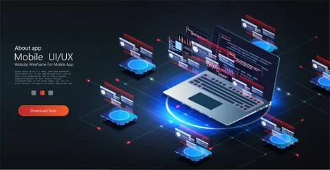 Web development concept in flat design. Developing of internet app or online Stock Illustration