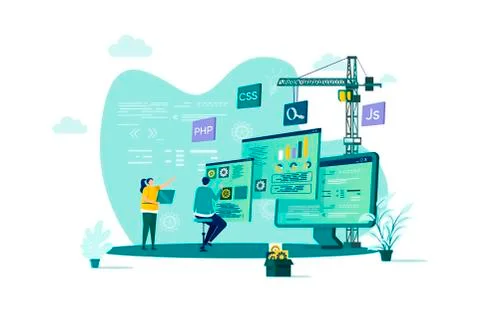 Web development concept in flat style. Stock Illustration