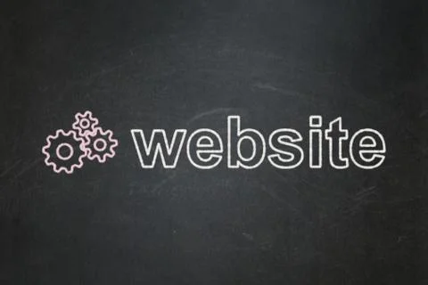 Web development concept: Gears and Website on chalkboard background Illustrazione stock