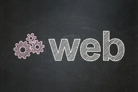 Web development concept: Gears and Web on chalkboard background Illustrazione stock