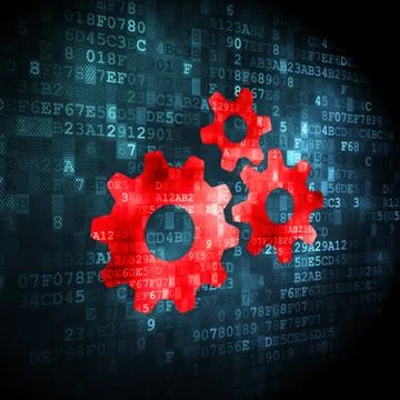 Web development concept: Gears on digital background Stock Illustration