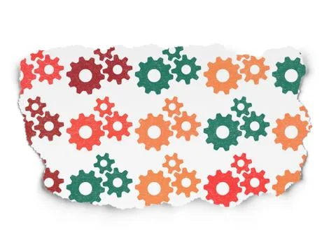 Web development concept: Gears icons on Torn Paper background Illustrazione stock