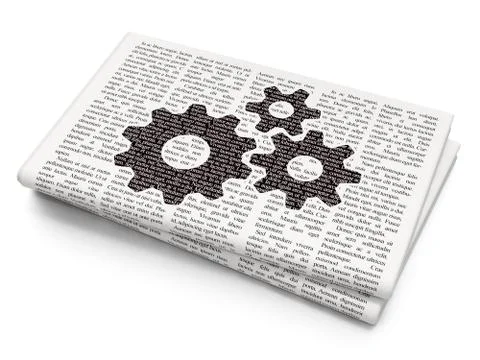 Web development concept: Gears on Newspaper background Illustrazione stock