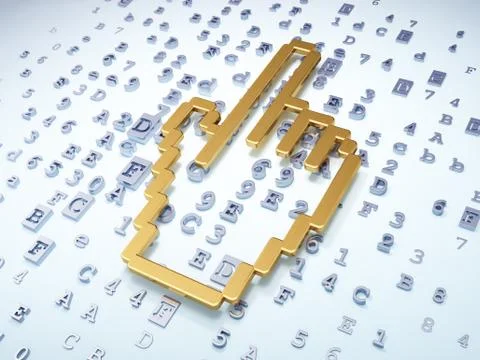 Web development concept: Golden Mouse Cursor on digital backgrou Illustrazione stock