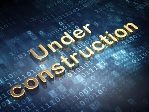 Web development concept: Golden Under Construction on digital background Illustrazione stock