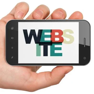 Web development concept: Hand Holding Smartphone with Website イラスト素材