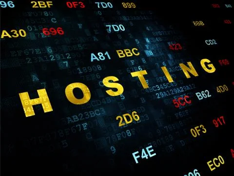 Web development concept: Hosting on Digital background 库存插图