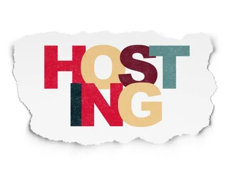 Web development concept: Hosting on Torn Paper background Stock Illustration