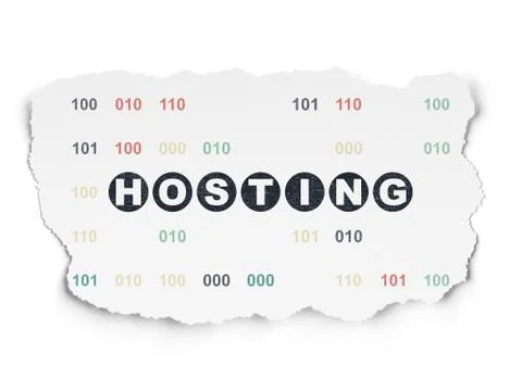 Web development concept: Hosting on Torn Paper background Stock Illustration